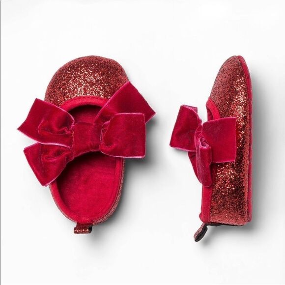 Cat & Jack Other - Cat & Jack Baby Red Sparkle Bow Shoes